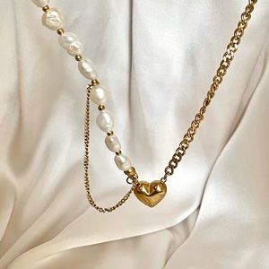 Heart Pendant Necklace with Freshwater Pearls